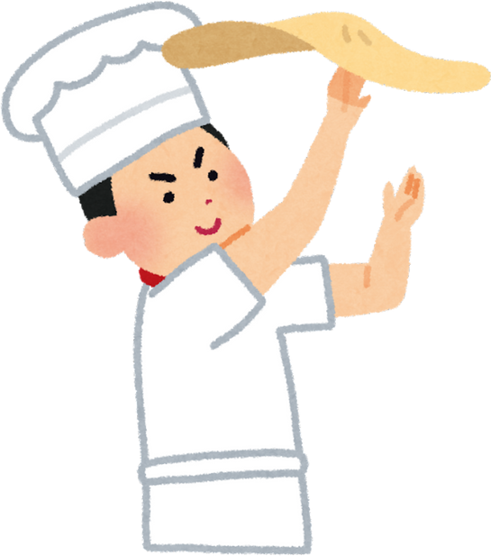 Illustration of a Pizza Chef Tossing Dough